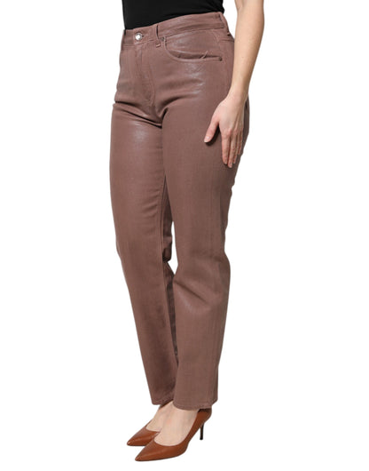 Jeans en jean taille haute et coupe fuselée en coton brun de Dolce & Gabbana