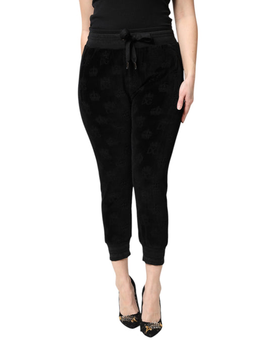 Pantalon de jogging noir à imprimé DG Logo intégral de Dolce & Gabbana