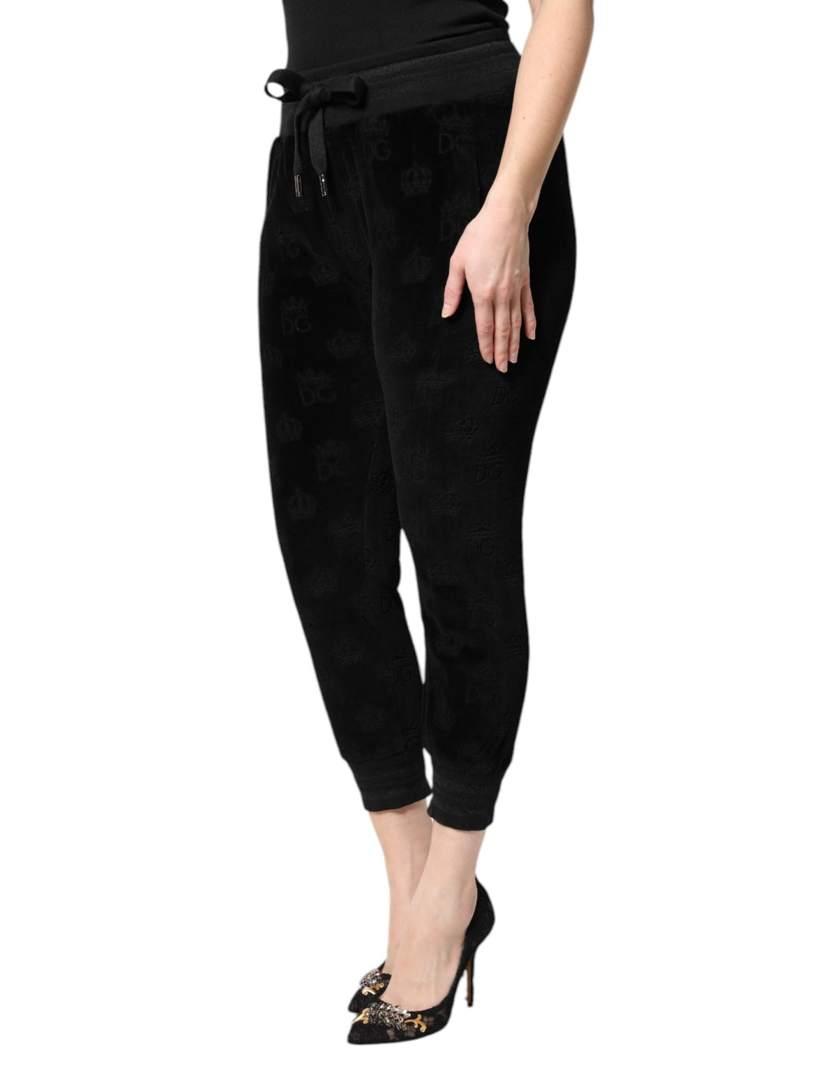 Dolce & Gabbana Black All-Over DG Logo Print Jogger Pants