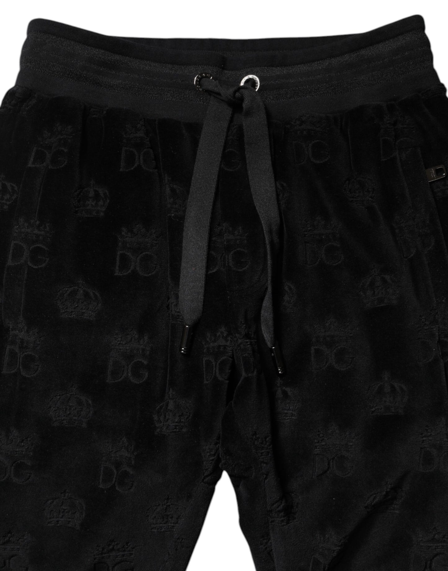 Pantalon de jogging noir à imprimé DG Logo intégral de Dolce & Gabbana