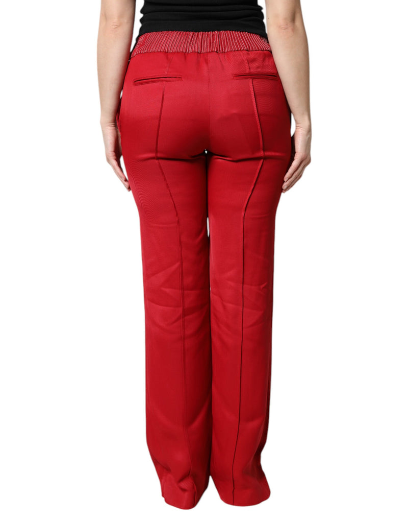 Dolce & Gabbana Pantalons Droits en Viscose Rouge