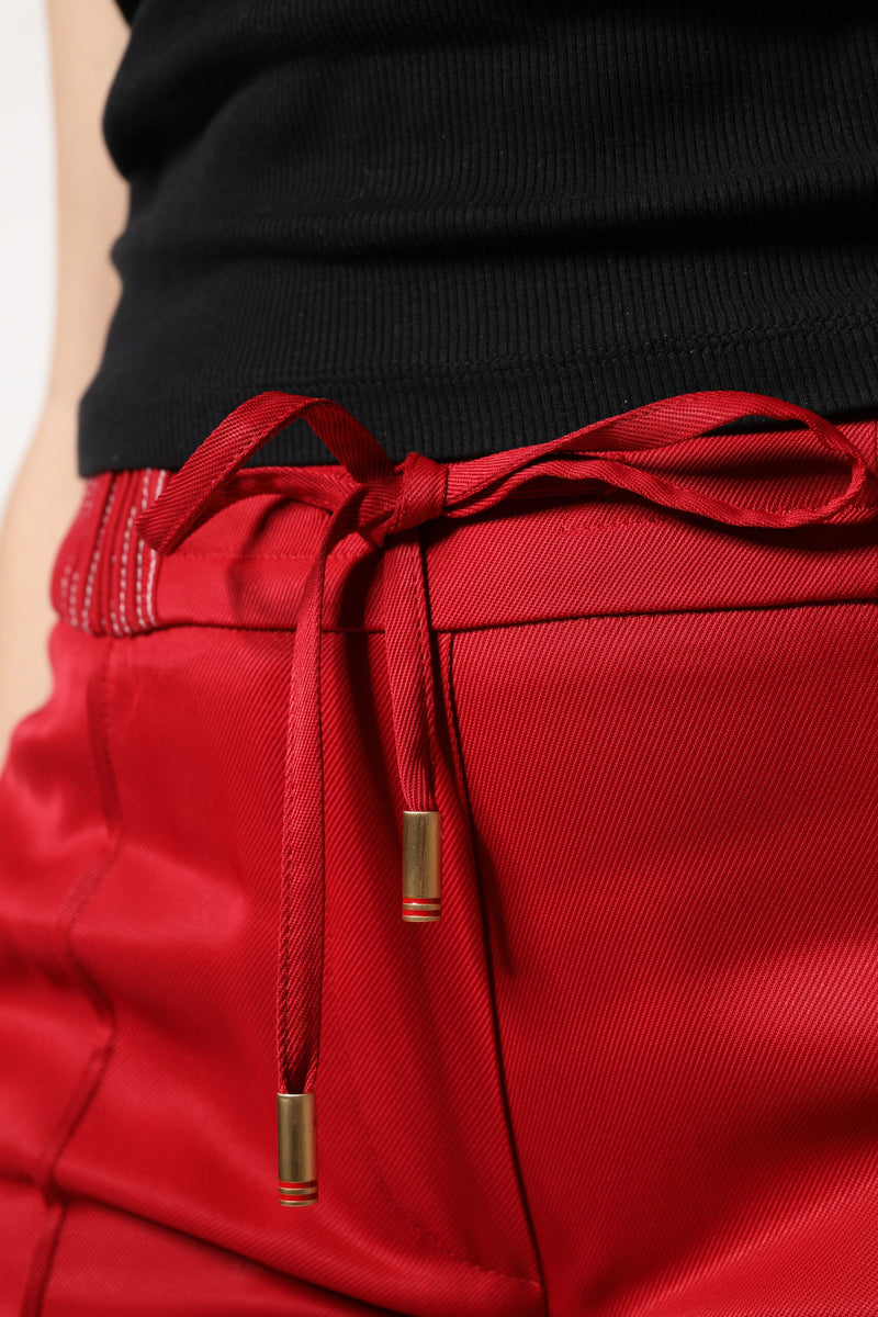 Dolce & Gabbana Pantalons Droits en Viscose Rouge