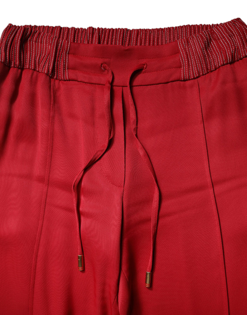 Dolce & Gabbana Pantalons Droits en Viscose Rouge