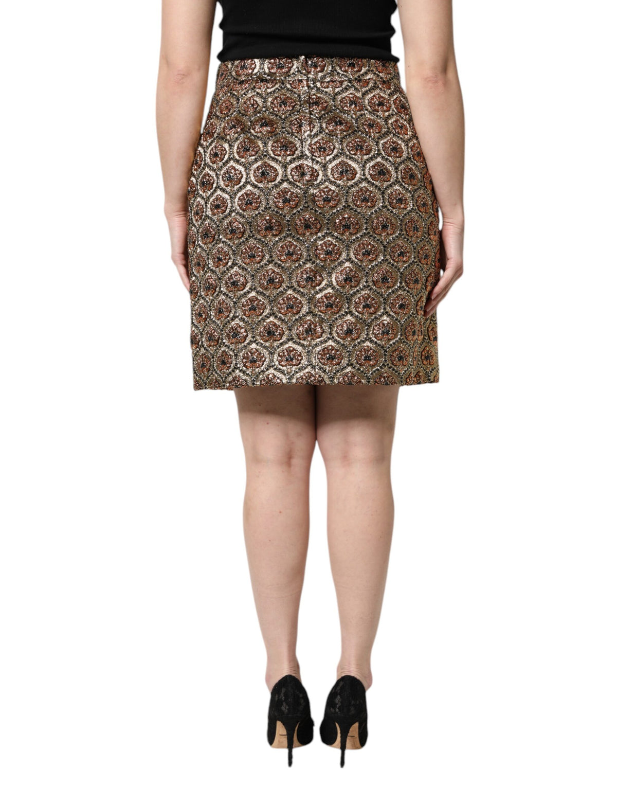 Dolce & Gabbana Brown Brocade A-line Mini Skirt