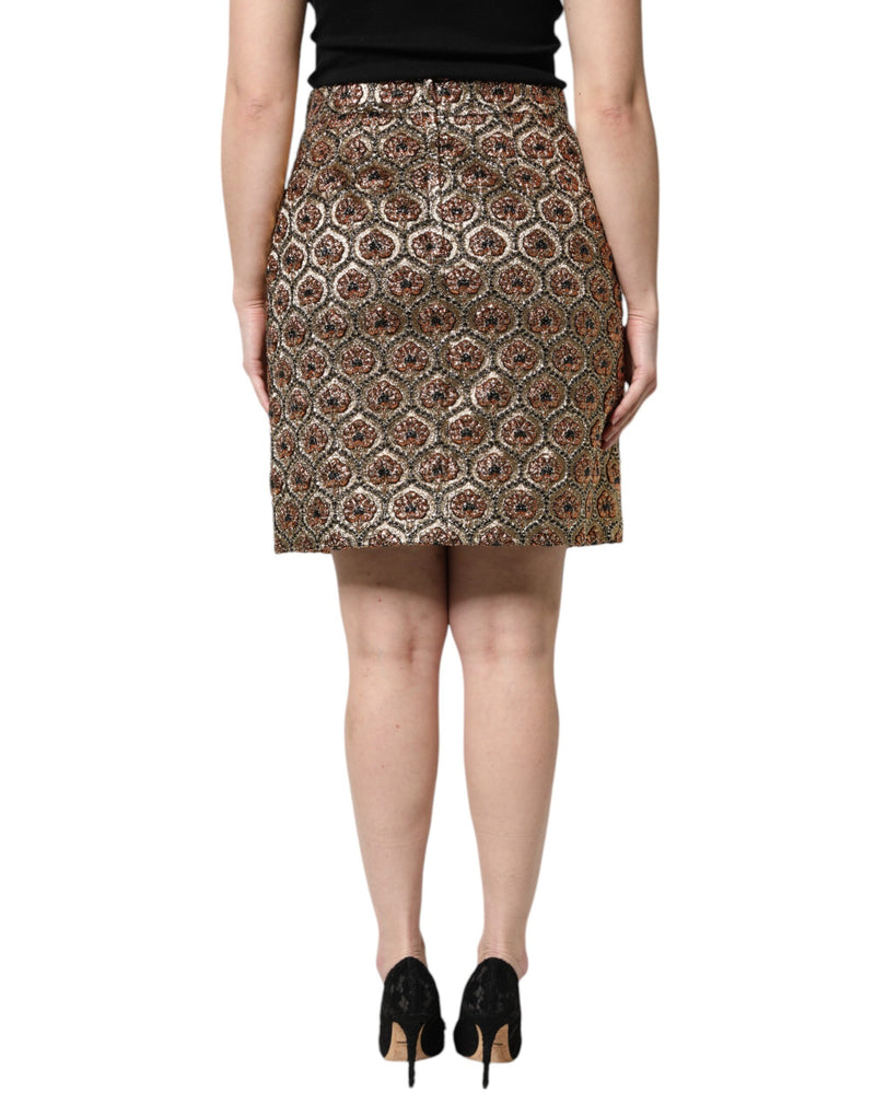 Dolce & Gabbana Brown Brocade A-line Mini Skirt