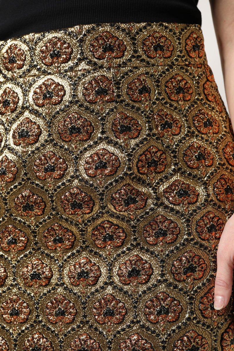 Dolce & Gabbana Brown Brocade A-line Mini Skirt