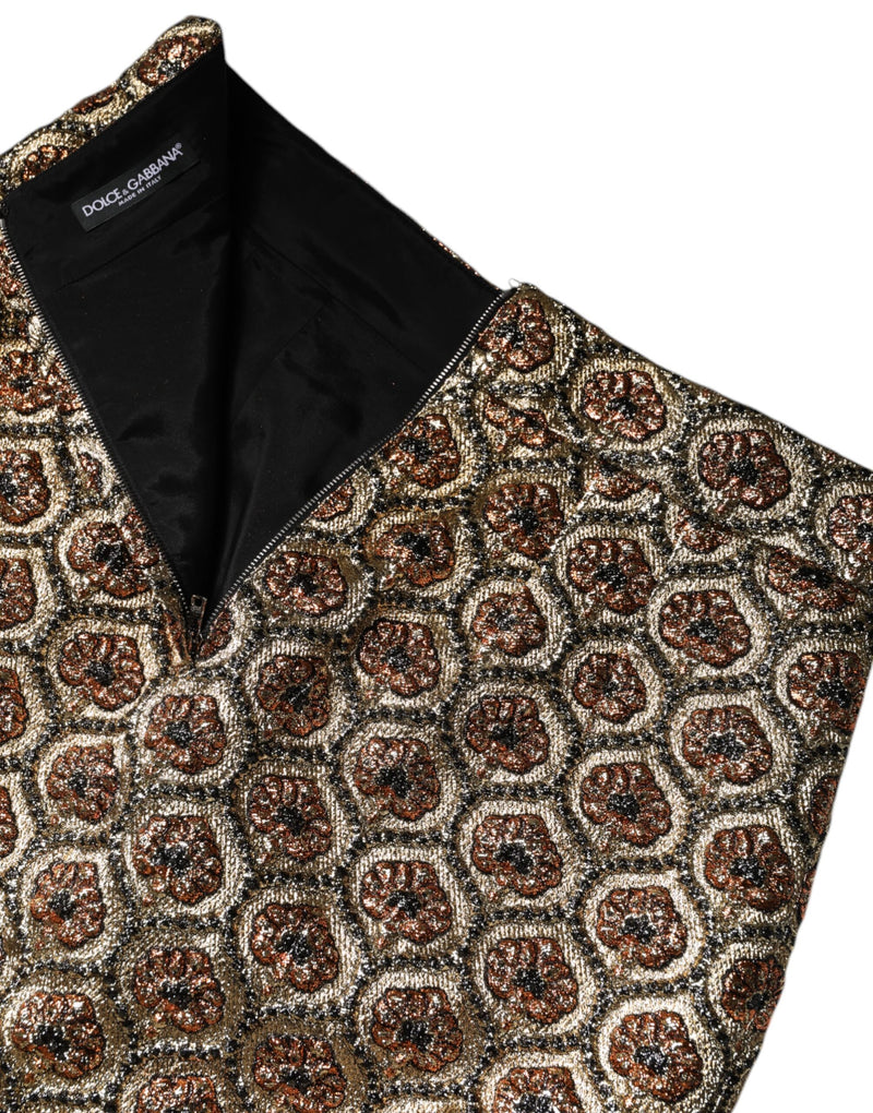 Dolce & Gabbana Brown Brocade A-line Mini Skirt