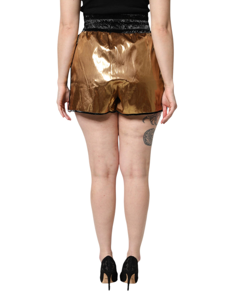 Dolce & Gabbana Metallic Gold High Waist Women Hotpants Shorts