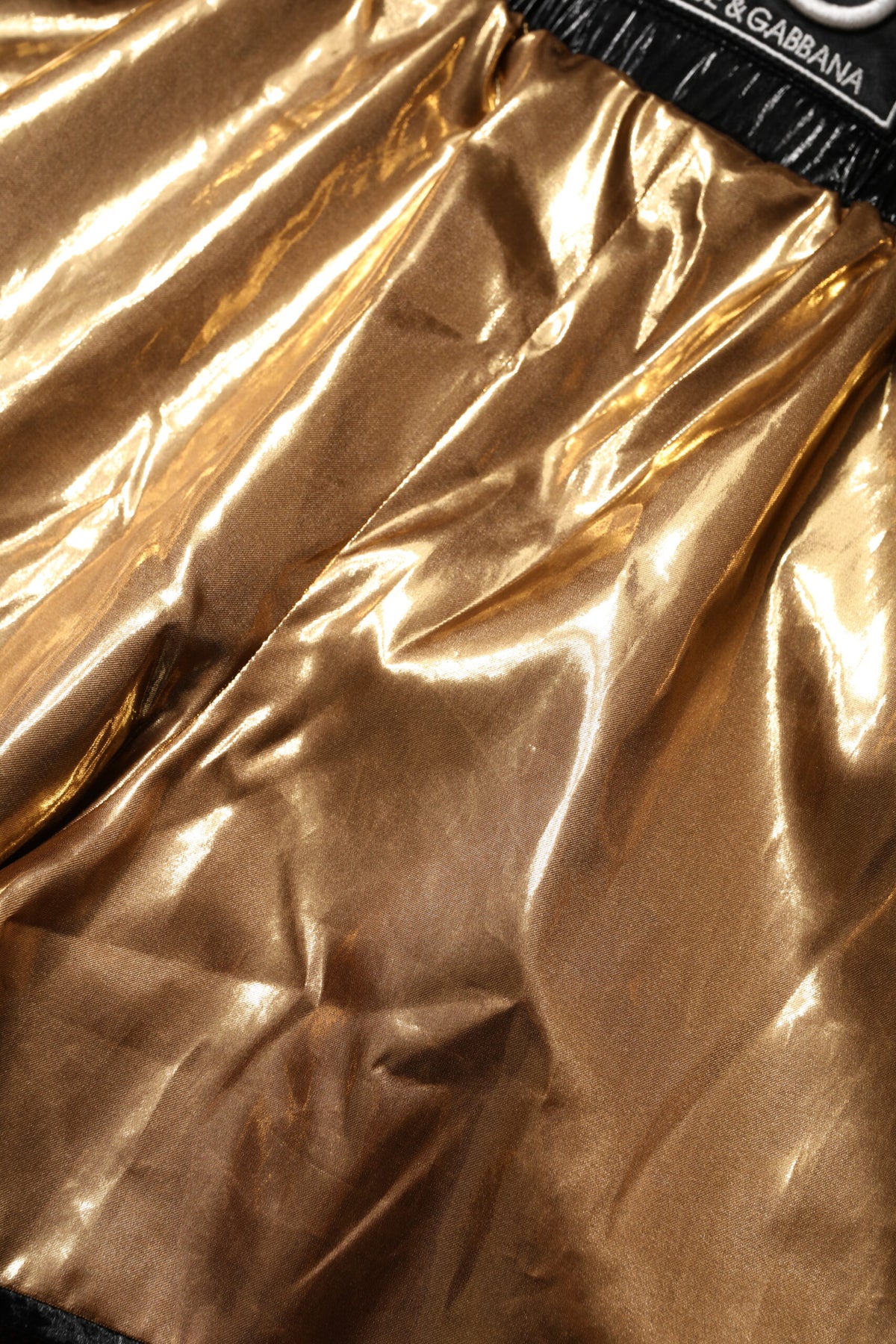 Dolce & Gabbana Metallic Gold High Waist Women Hotpants Shorts