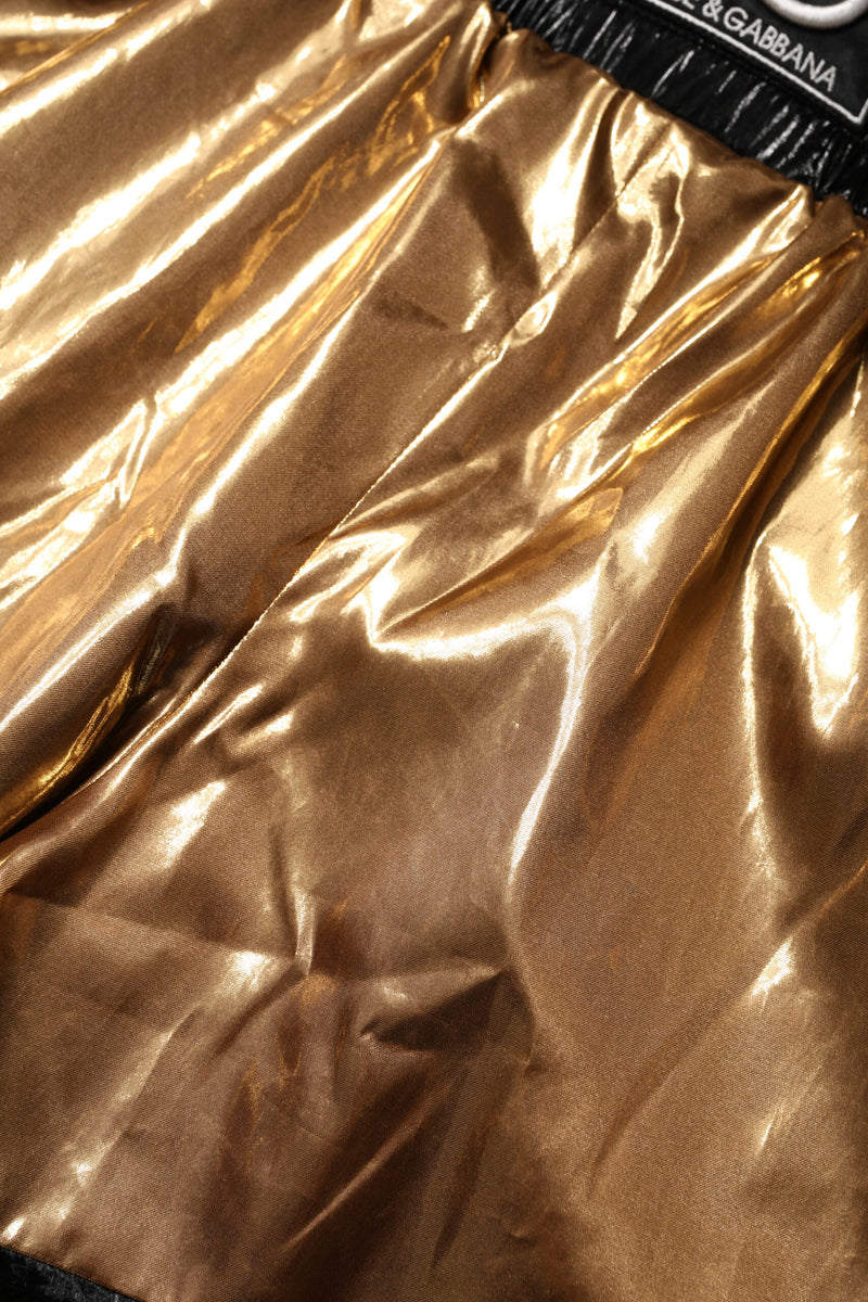 Dolce & Gabbana Metallic Gold High Waist Women Hotpants Shorts