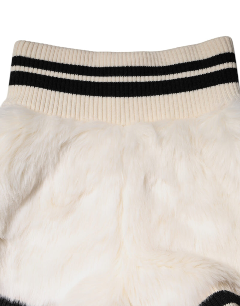 Dolce & Gabbana White Faux Fur High Waisted Hot Pants