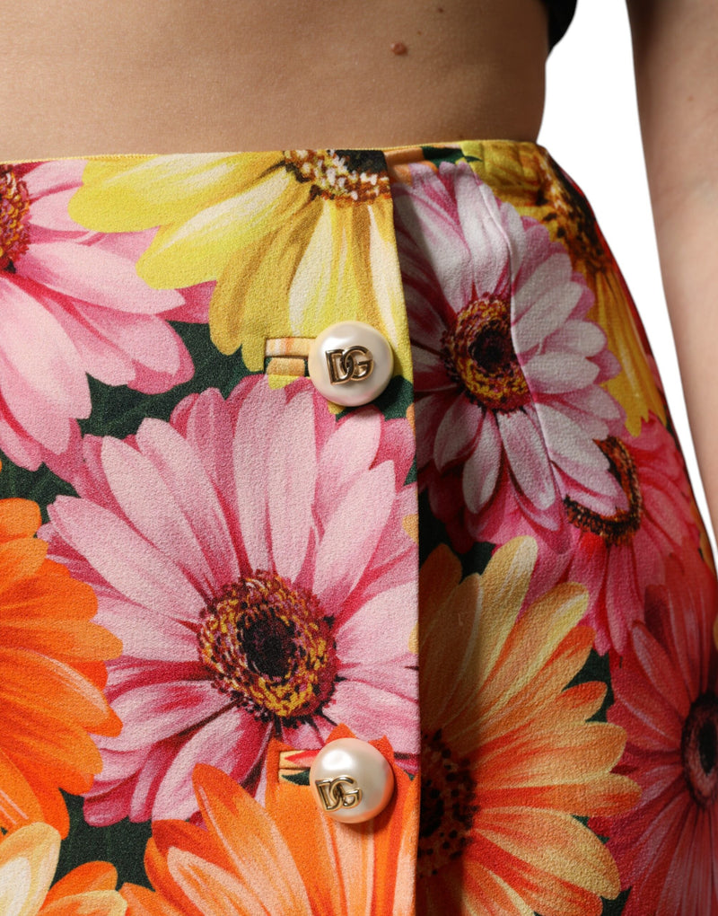 Dolce & Gabbana Jupe Mini Haute Taille Multicolore Fleurie