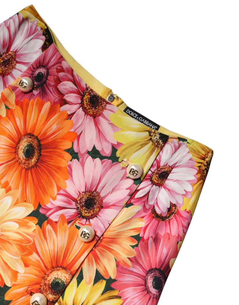 Dolce & Gabbana Jupe Mini Haute Taille Multicolore Fleurie