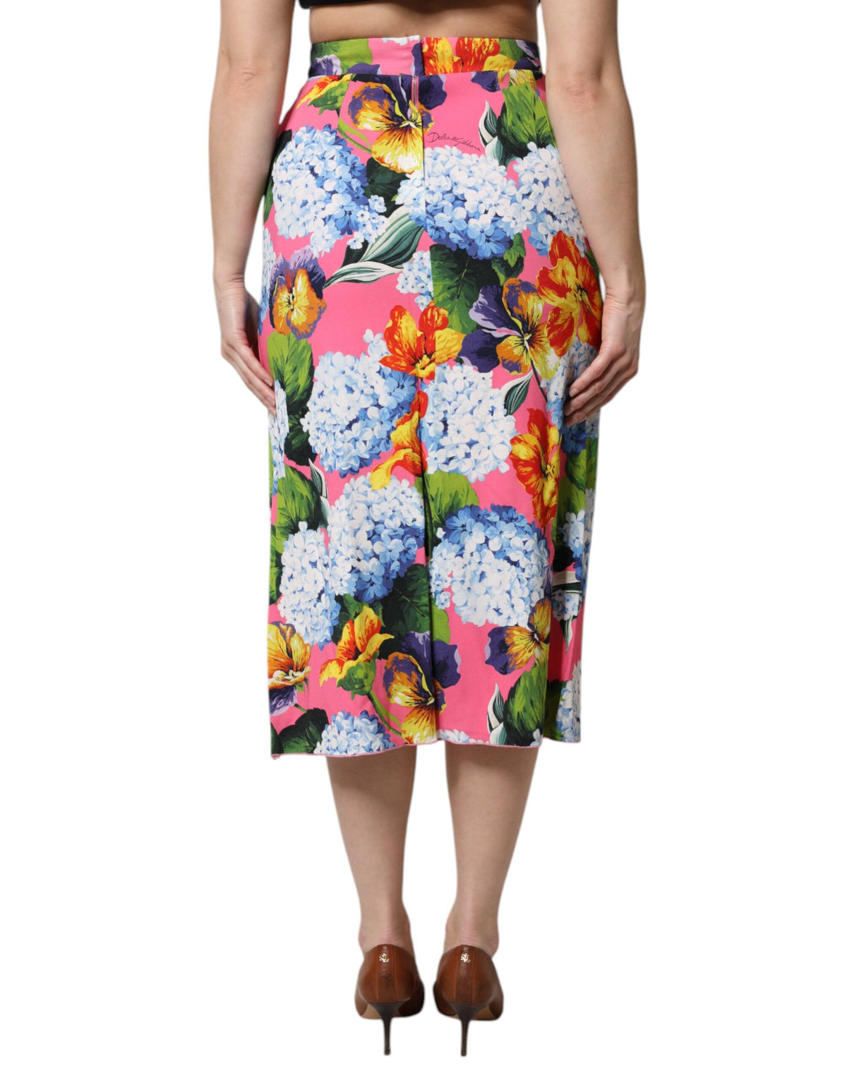 Dolce & Gabbana Jupe Midi Haute Taille Multicolore à Fleurs