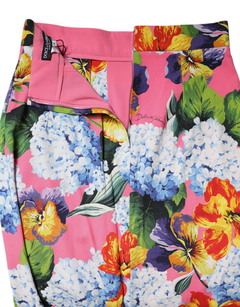 Dolce & Gabbana Multicolor Floral High Waist Midi Skirt