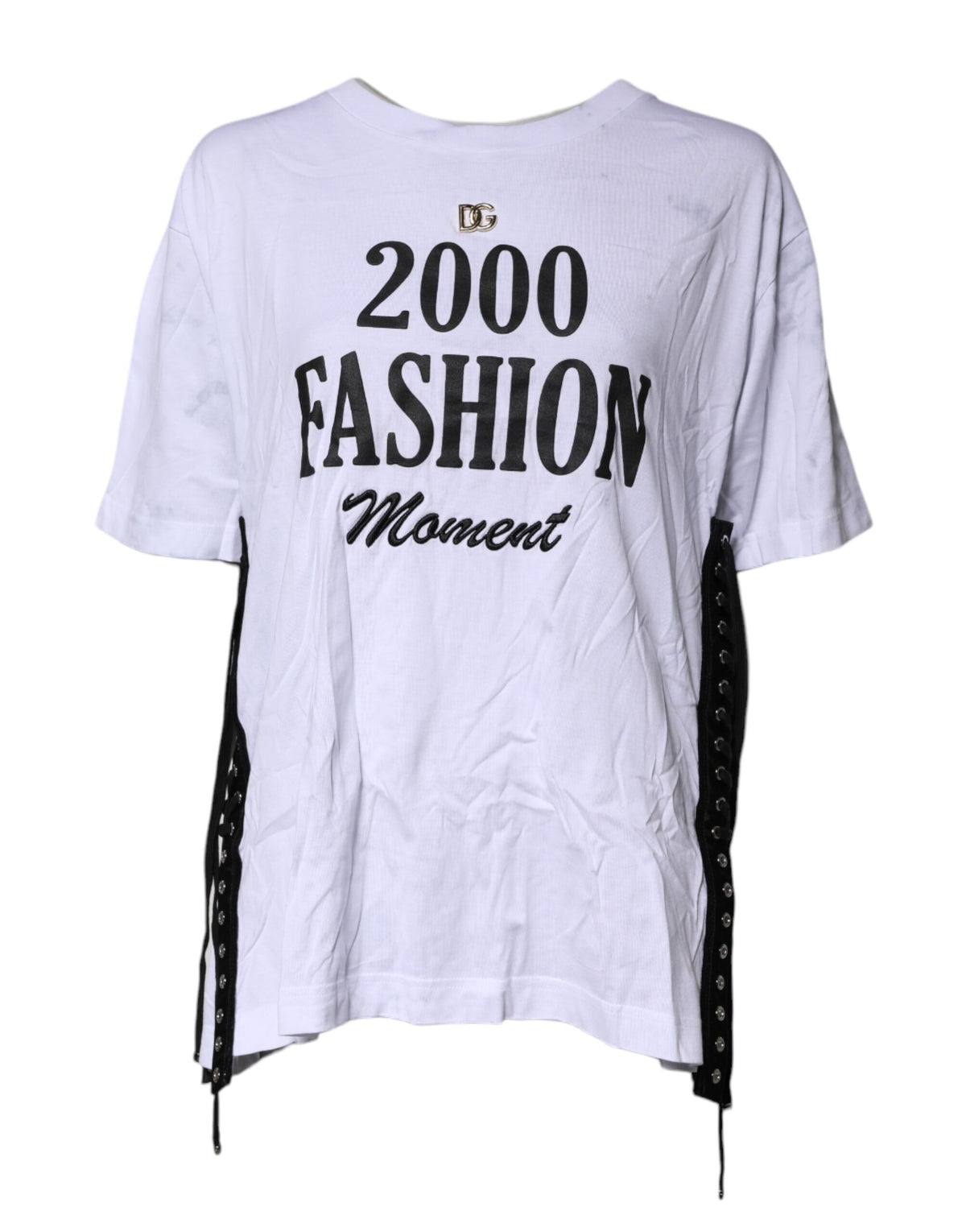 Dolce & Gabbana T-shirt en coton blanc à lacets