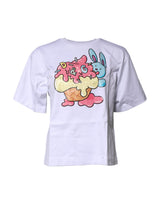 Dolce & Gabbana T-shirt Blanc Imprimé en Coton à Col Rond