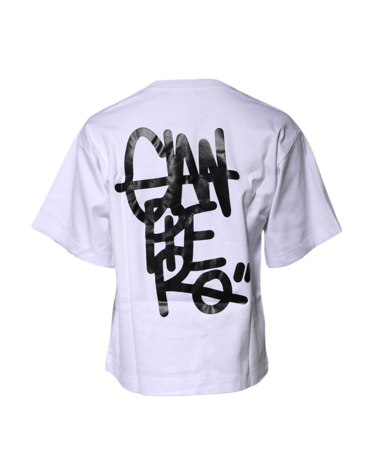 Dolce & Gabbana T-shirt Blanc Imprimé en Coton à Col Rond