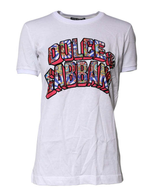 Dolce & Gabbana T-shirt Blanc en Coton avec Imprimé Logo