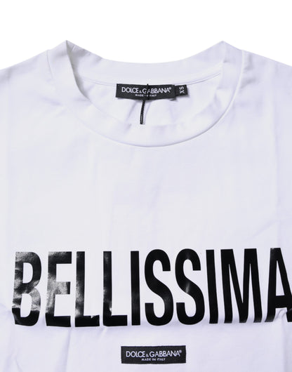 Dolce & Gabbana White Bellissima Cotton Crew Neck T-shirt