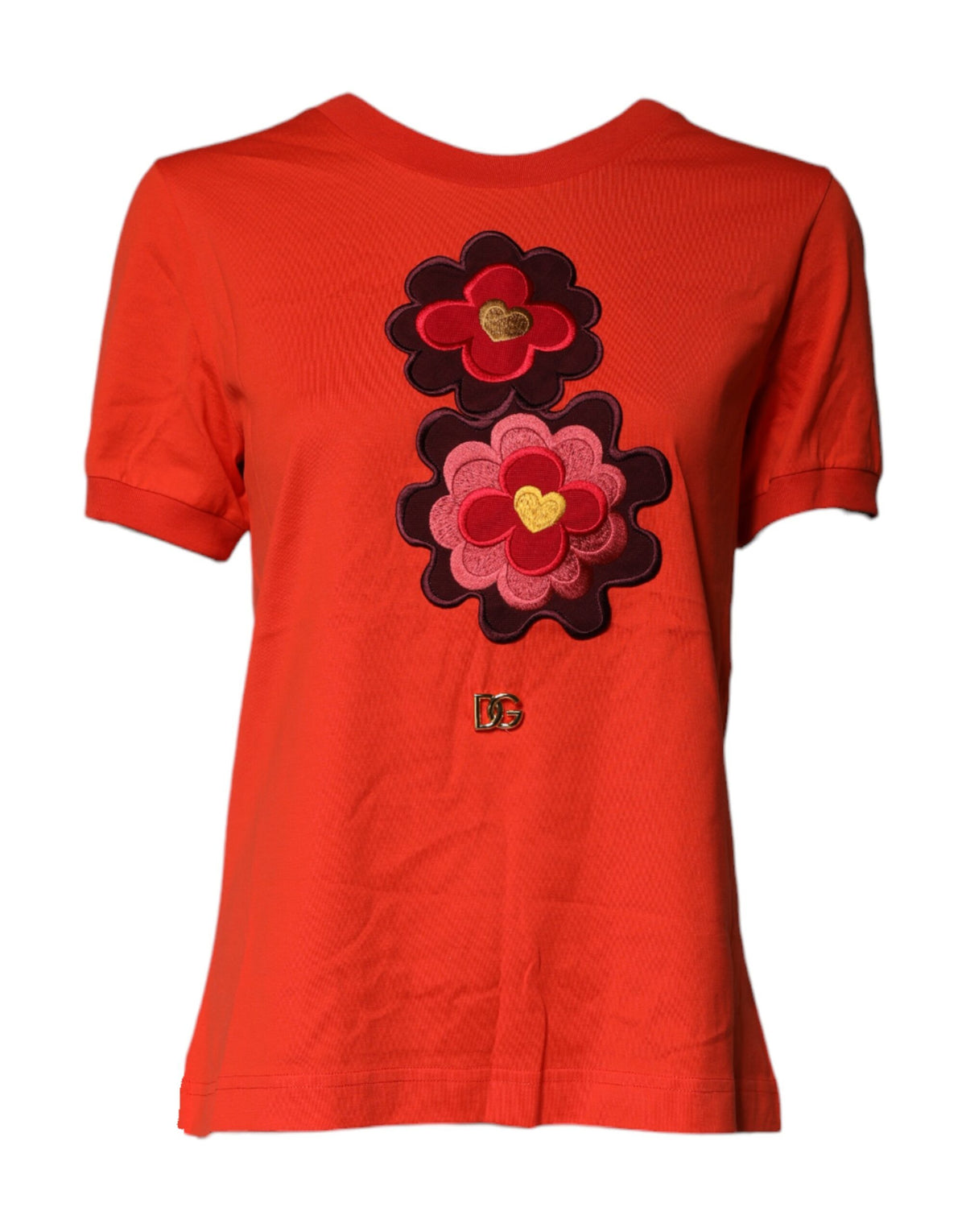 Dolce & Gabbana T-shirt en coton rouge avec broderie florale