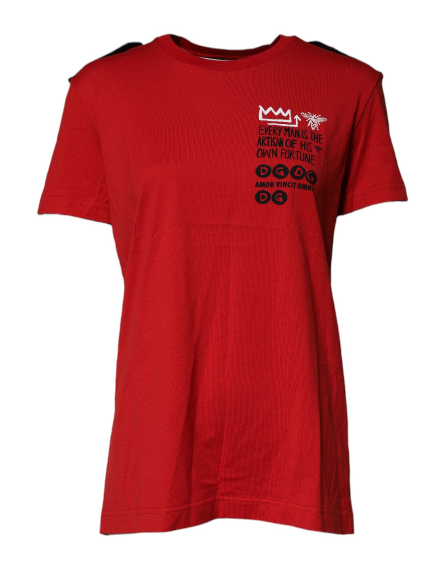 Dolce & Gabbana rood katoenen T-shirt met opdruk en ronde hals.