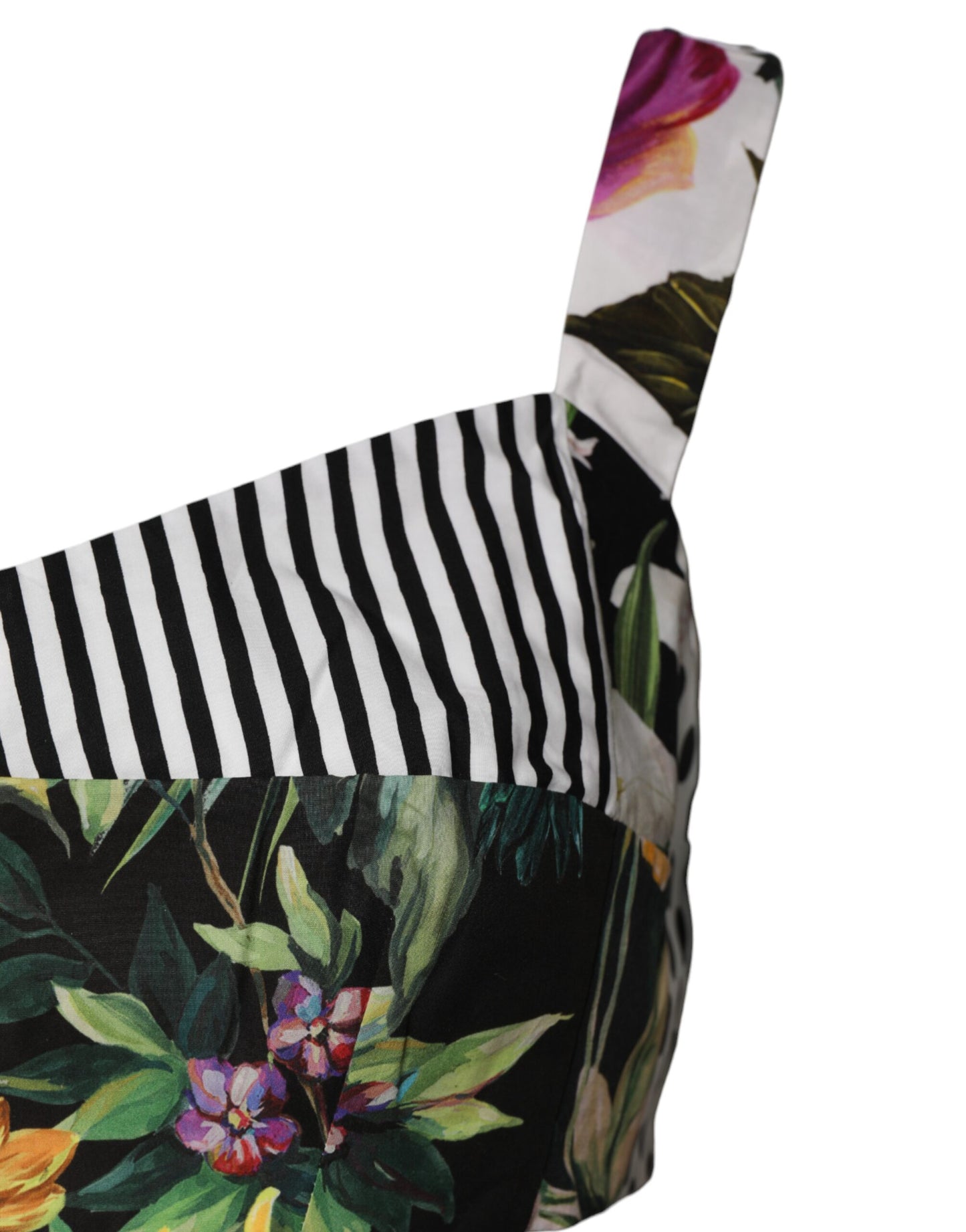 Dolce & Gabbana Multicolor Crop Top met V-hals en Patchwork