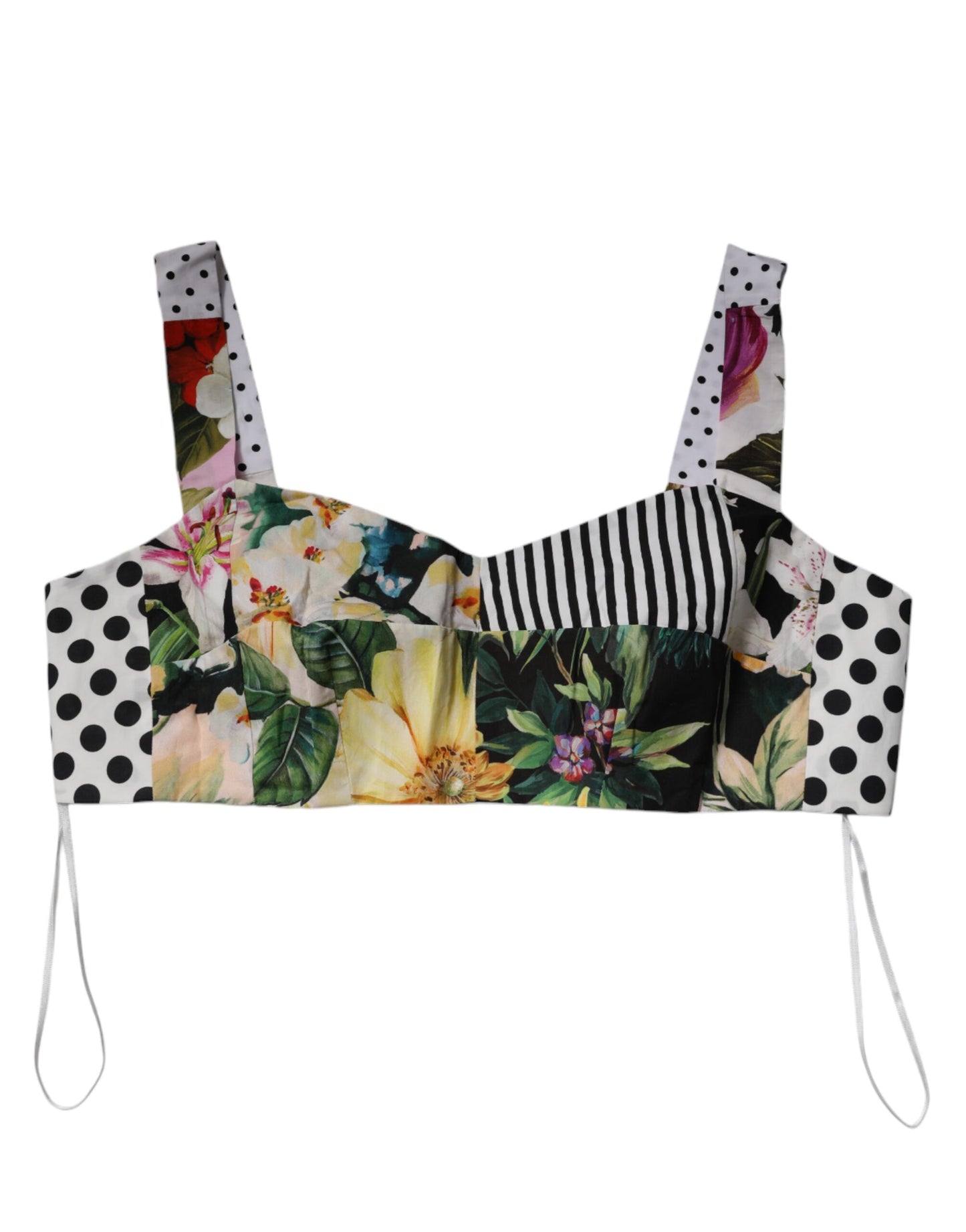 Dolce & Gabbana Multicolor Crop Top met V-hals en Patchwork