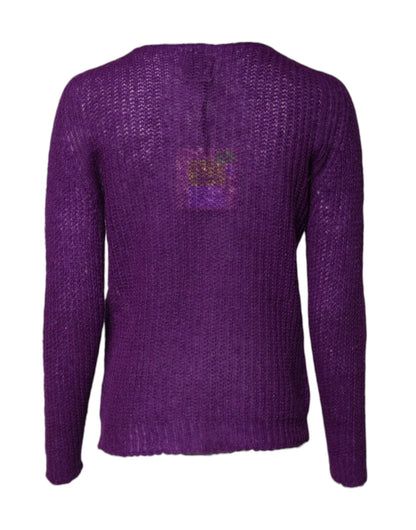 Pull en tricot violet à manches longues et col rond PINK MEMORIES