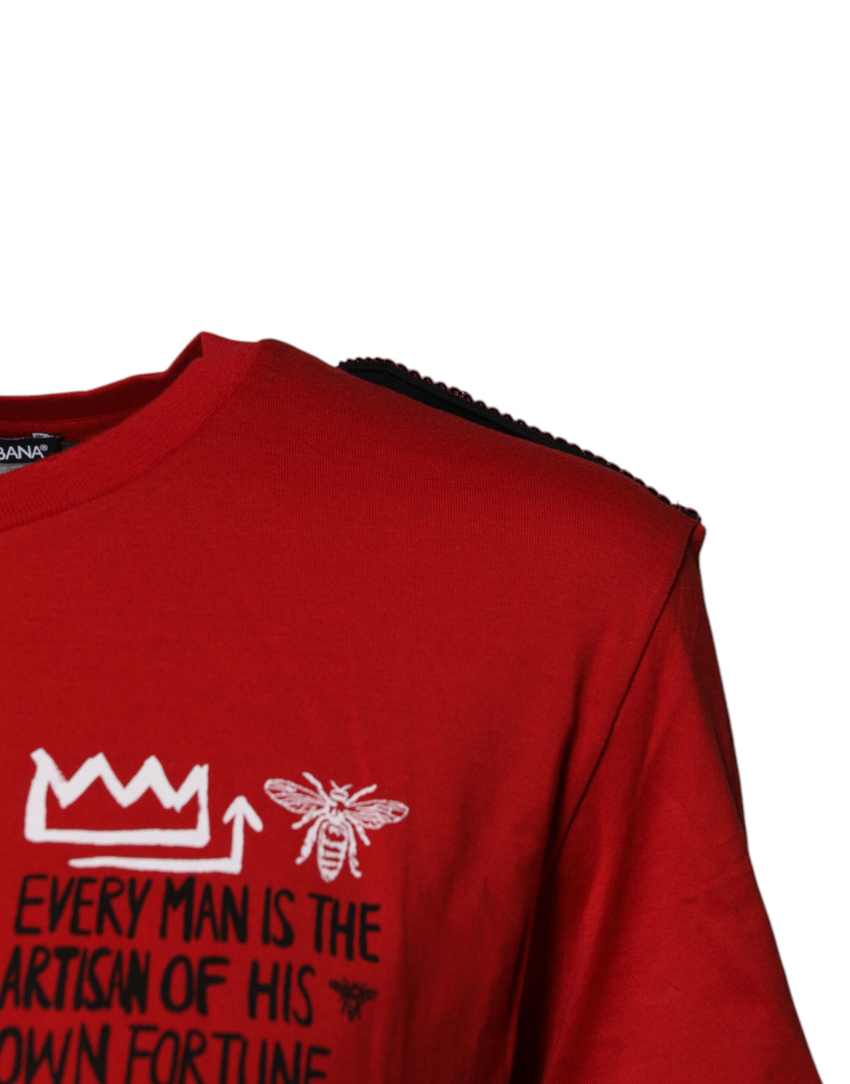 Dolce & Gabbana T-shirt Rouge en Coton à Col Rond et Manches Courtes