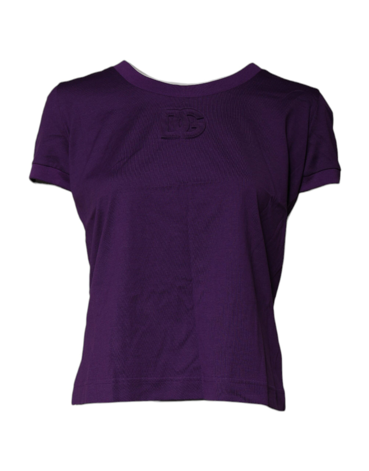 Dolce & Gabbana T-shirt Violet en Coton à Col Rond et Manches Courtes