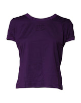 Dolce & Gabbana T-shirt Violet en Coton à Col Rond et Manches Courtes
