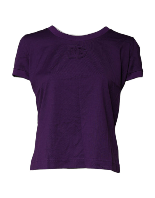 T-shirt Dolce & Gabbana Violet en Coton à Col Rond et Manches Courtes
