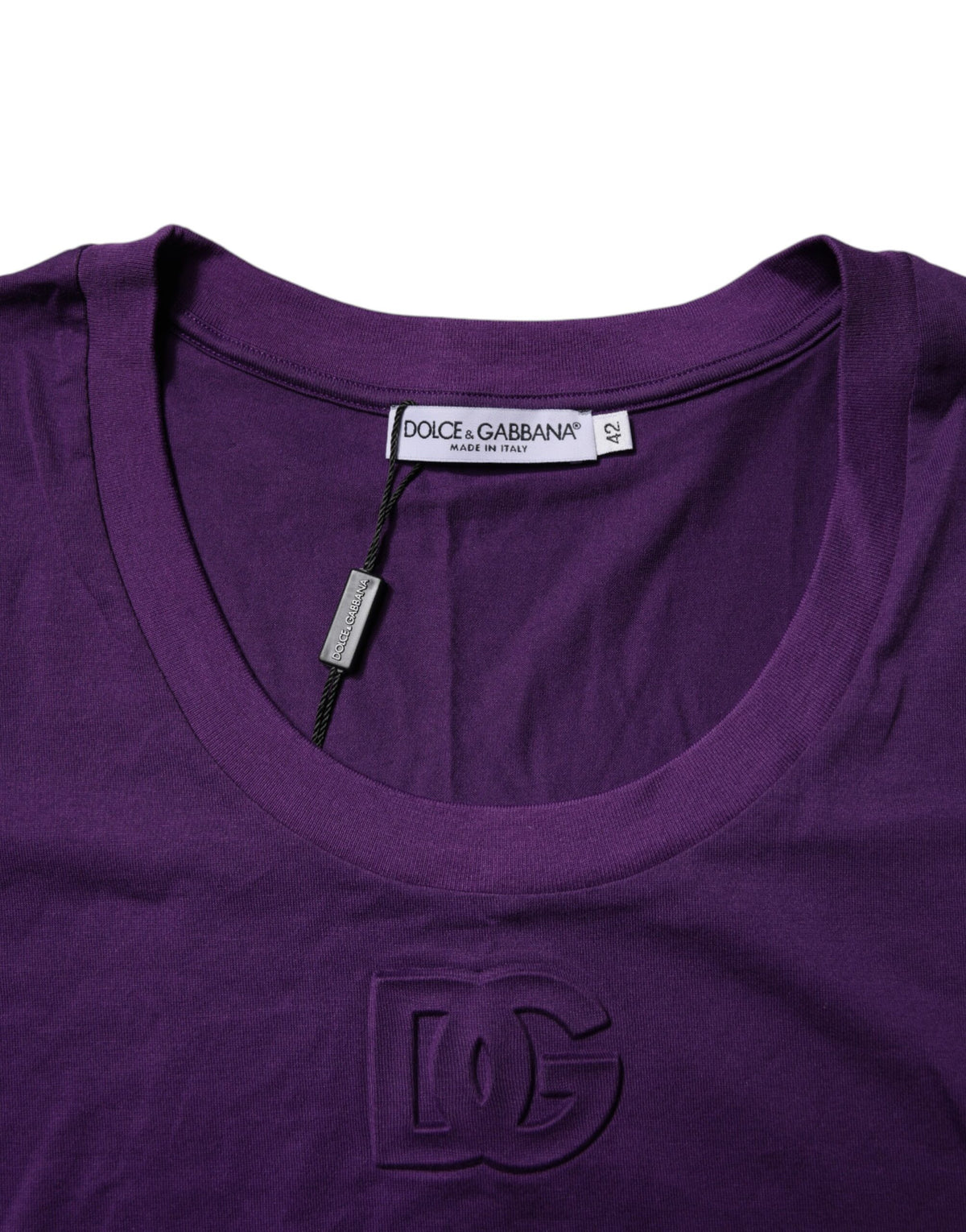 Dolce & Gabbana T-shirt Violet en Coton à Col Rond et Manches Courtes