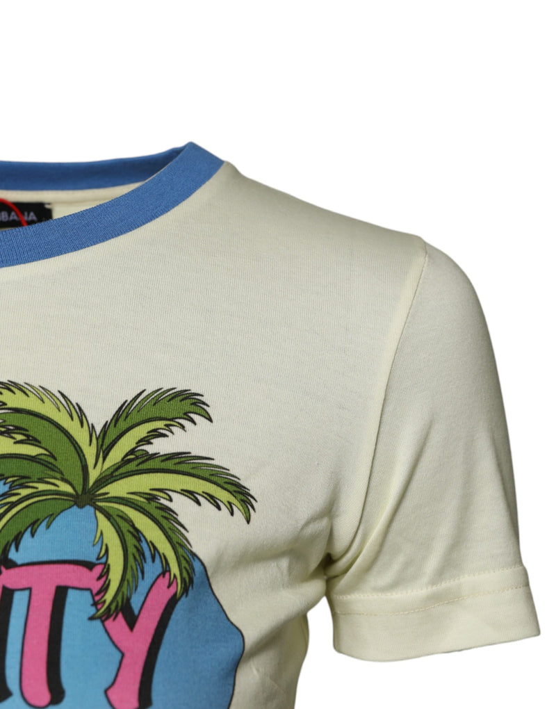 Dolce & Gabbana Light Yellow Cotton Short Sleeve T-shirt