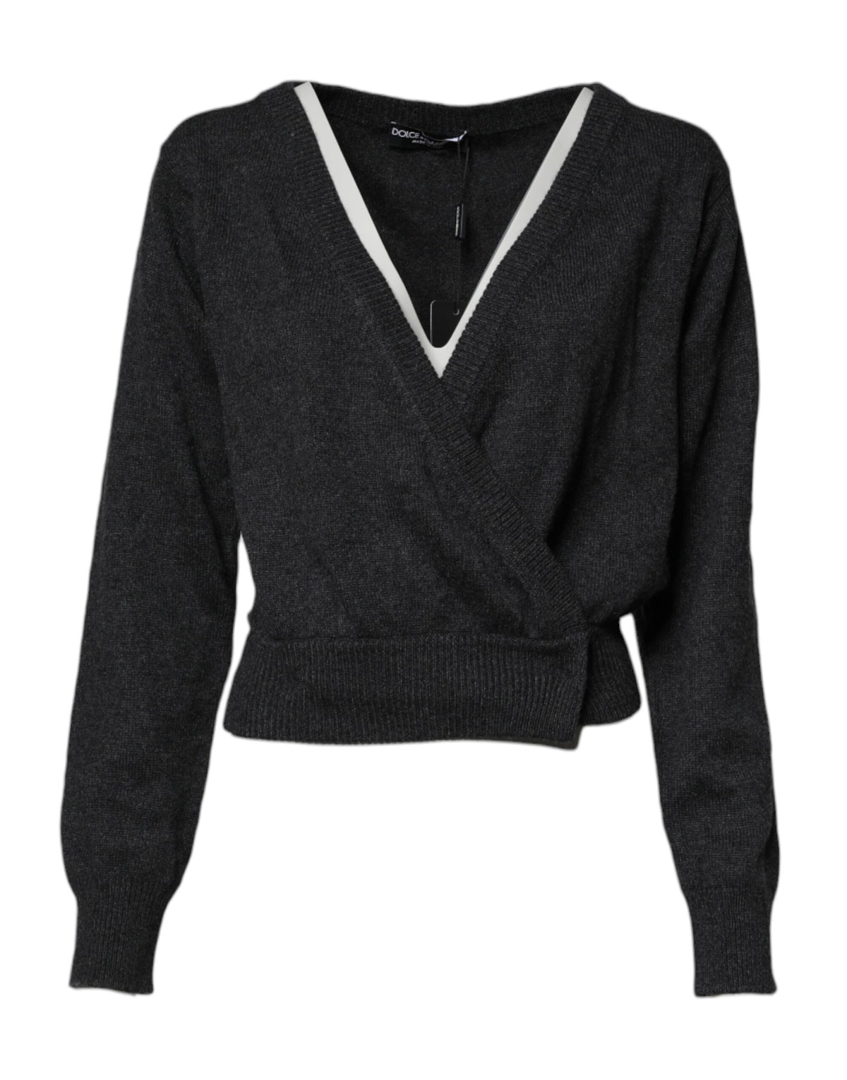 Pull en cachemire gris Dolce & Gabbana à col en V profond