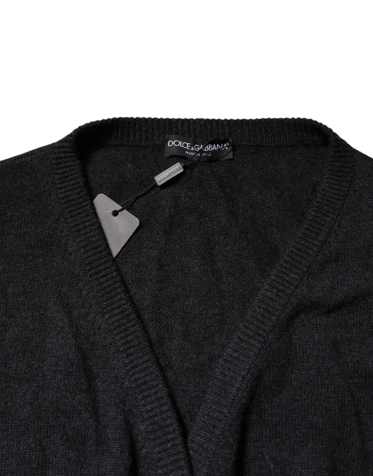 Pull en cachemire gris Dolce & Gabbana à col en V profond