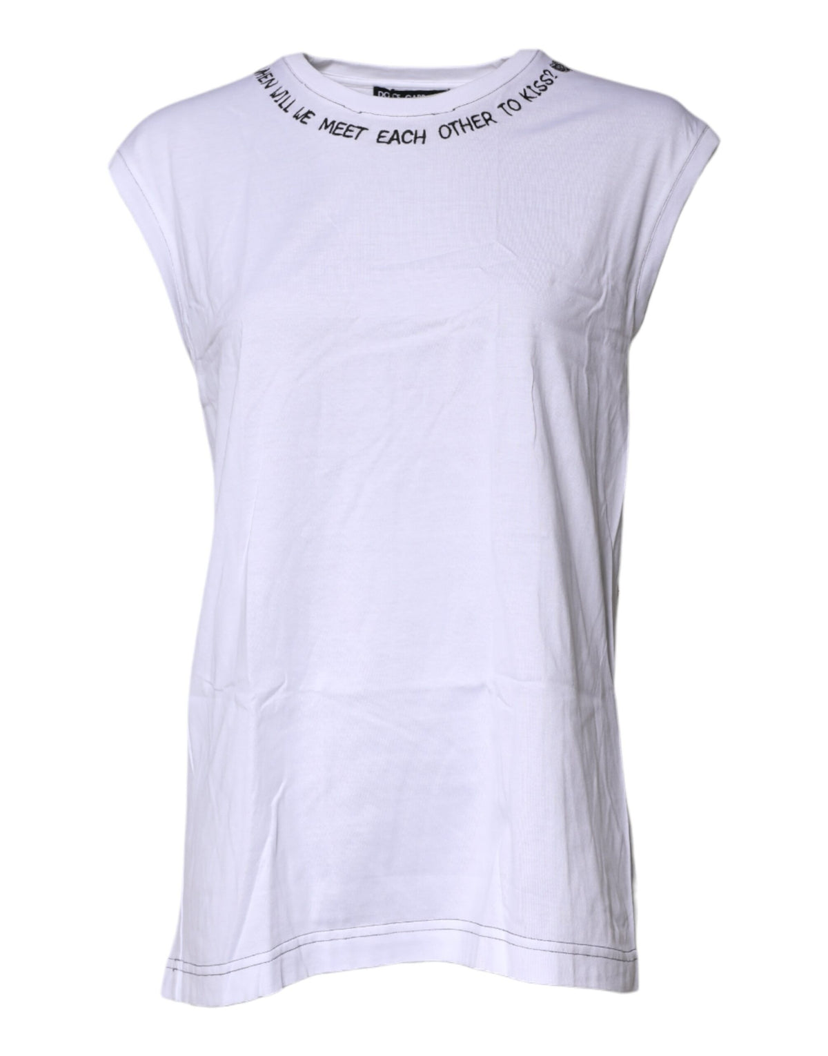 Dolce & Gabbana T-shirt sans manches en coton blanc imprimé