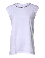 Dolce & Gabbana T-shirt sans manches en coton blanc imprimé