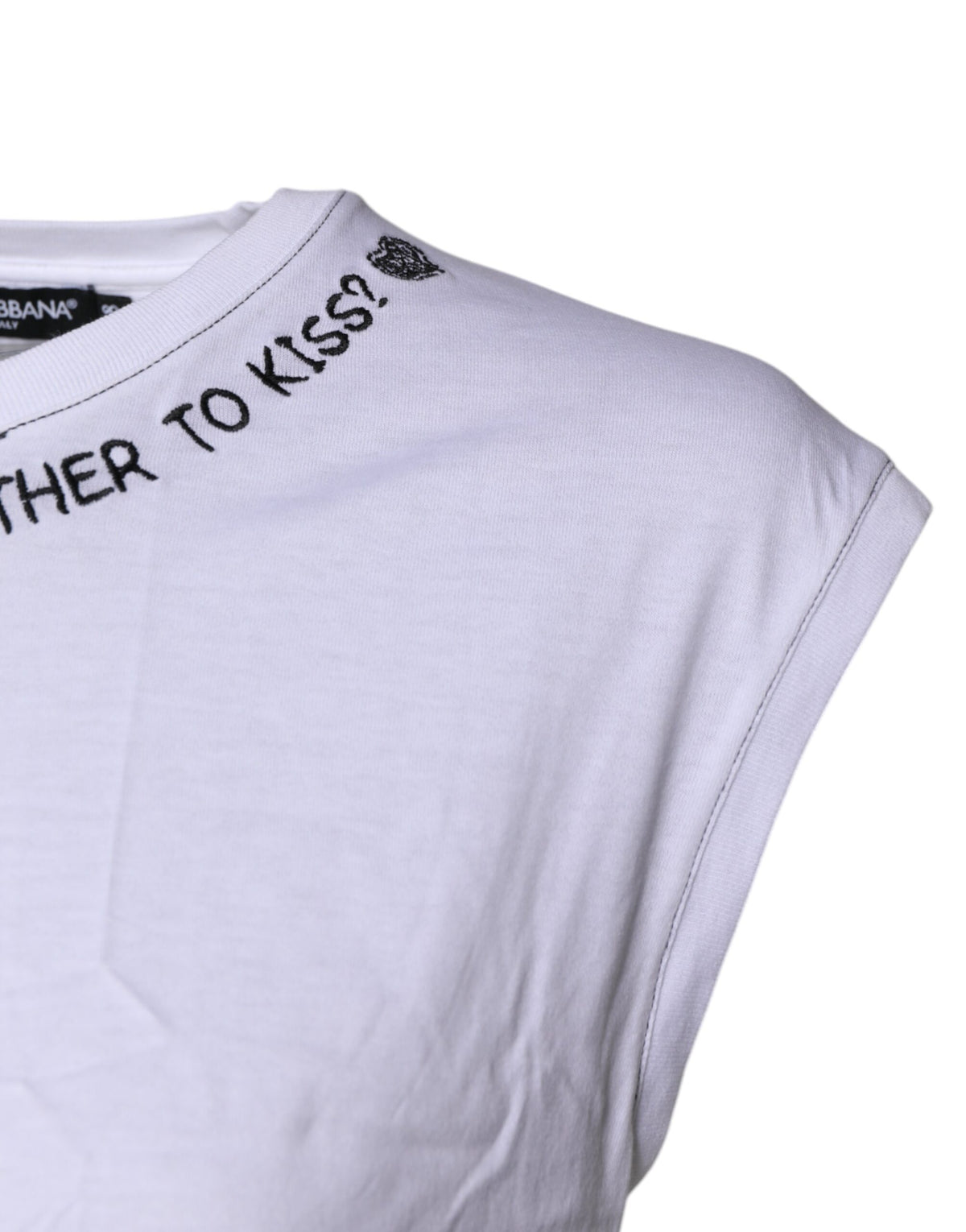 Dolce & Gabbana T-shirt sans manches en coton blanc imprimé