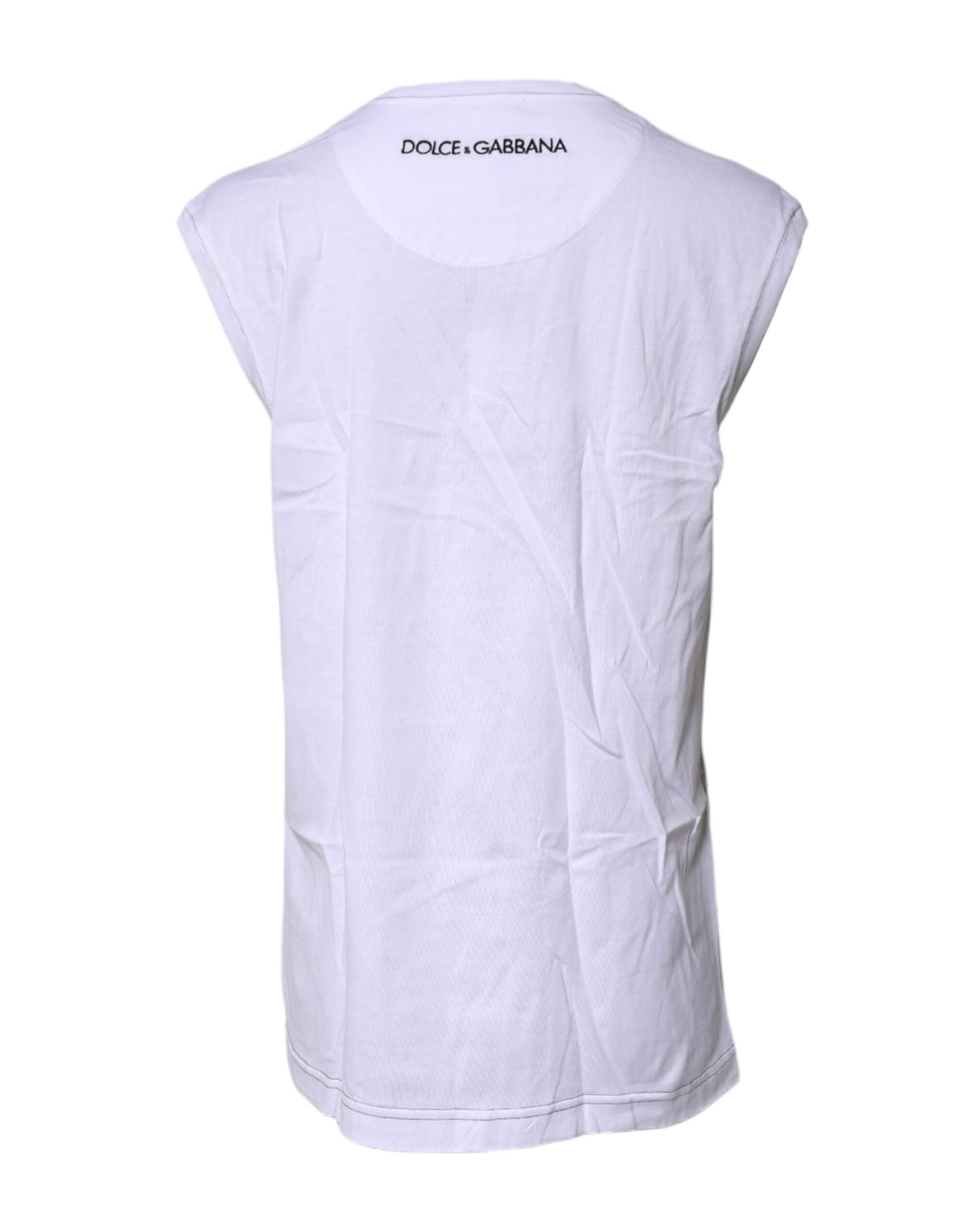 Dolce & Gabbana T-shirt sans manches en coton blanc imprimé