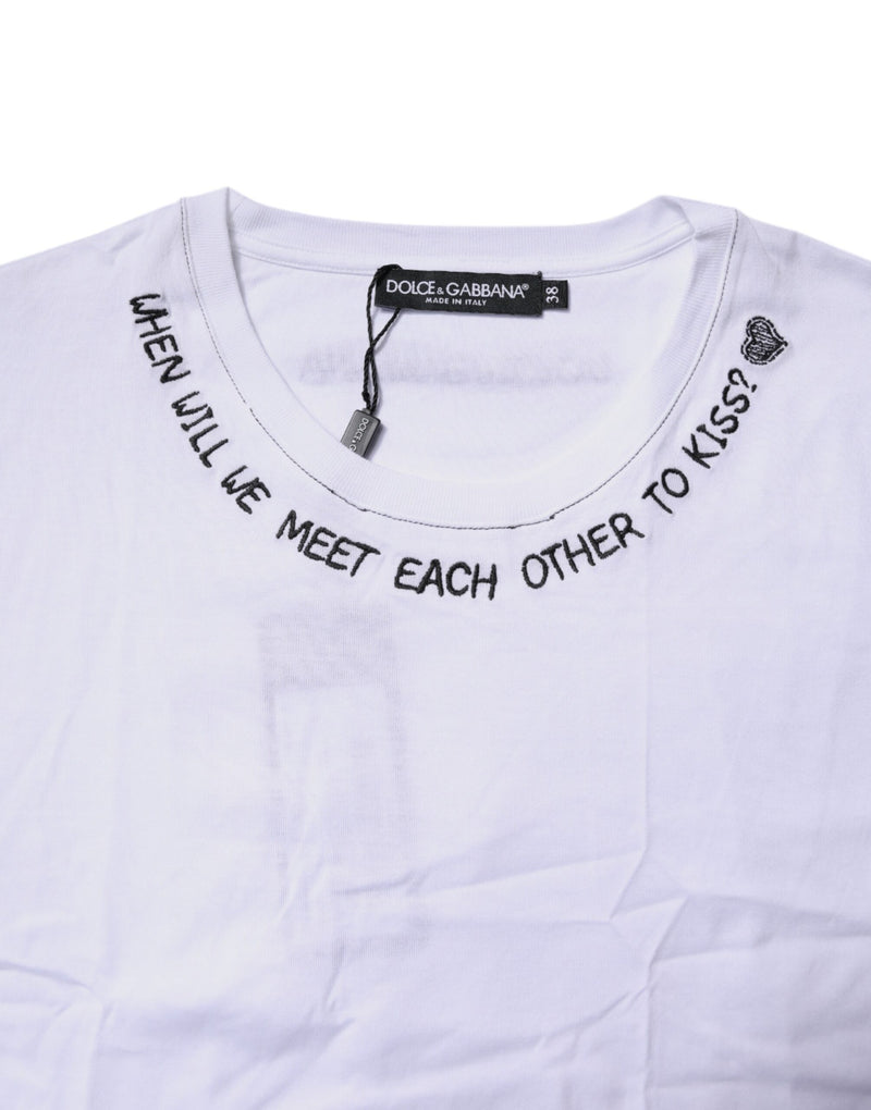 Dolce & Gabbana White Cotton Sleeveless Printed Tank T-shirt