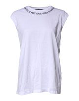 Dolce & Gabbana White Cotton Sleeveless Printed Tank T-shirt