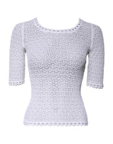 Dolce & Gabbana Top Court Crochet Blanc en Viscose à Manches Courtes