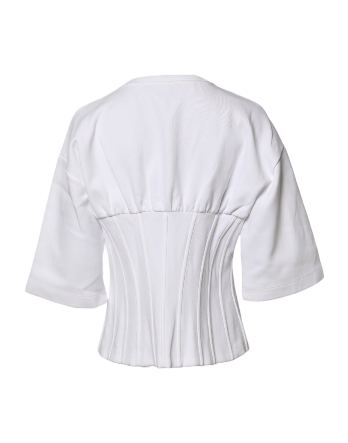 Dolce & Gabbana Blouse Top en Coton Blanc à Manches 3/4