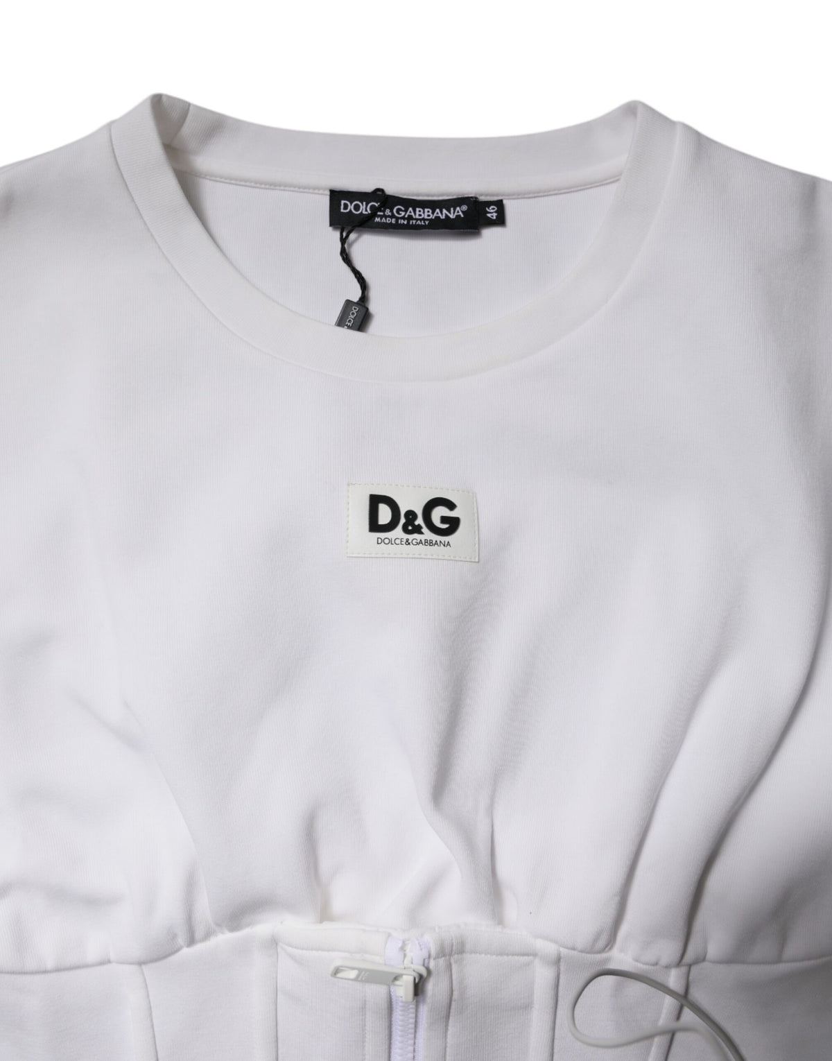 Dolce & Gabbana Blouse Top en Coton Blanc à Manches 3/4
