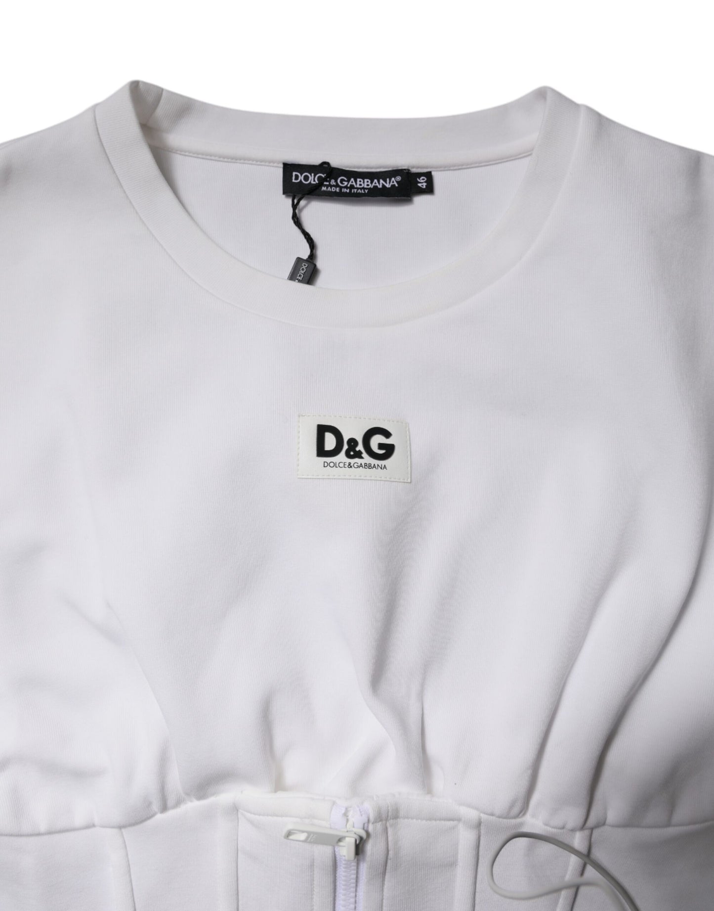 Dolce & Gabbana White Cotton Blend 3/4 Sleeves Blouse Top