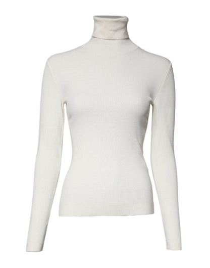 Dolce & Gabbana Cream Long Sleeves Turtleneck Slim Sweater