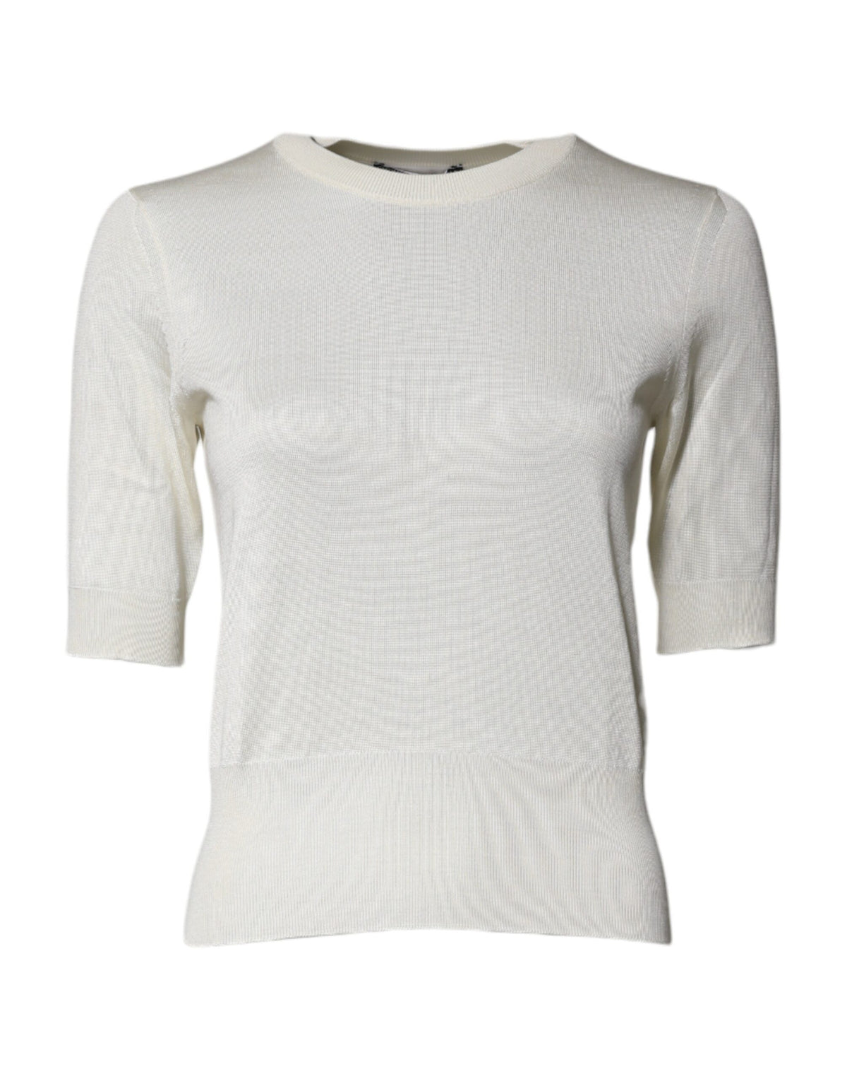 Dolce & Gabbana Blouse en Soie Crème à Manches Courtes