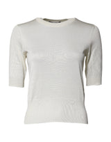 Dolce & Gabbana Blouse en Soie Crème à Manches Courtes